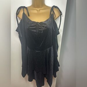 Current Mood F Is For Fairies Black Velour Glittery Handkerchief Dress NWT XXL